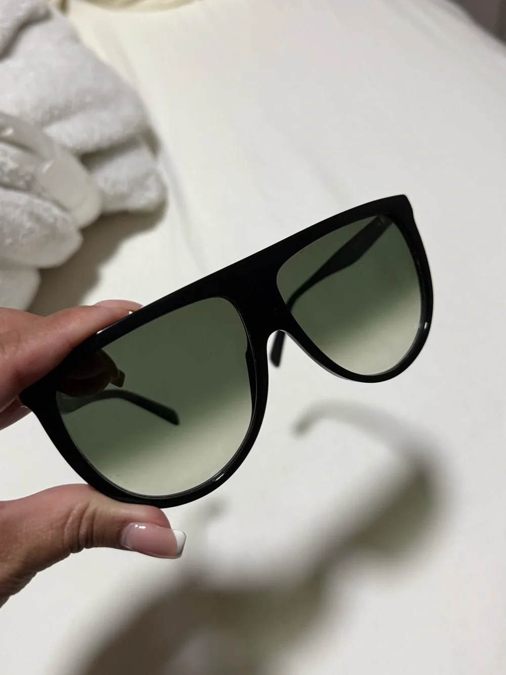 Celine Black Frame Sunglasses with Green Gradient Lenses